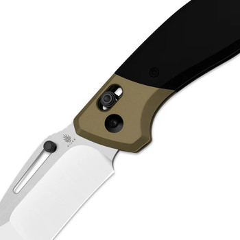 Kizer Bulli Folding Knife Black/Brown Titanium Handle S45VN Drop Point Plain Edge Hand Brushed Finish Ki3695A4