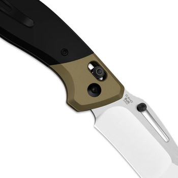 Kizer Bulli Folding Knife Black/Brown Titanium Handle S45VN Drop Point Plain Edge Hand Brushed Finish Ki3695A4