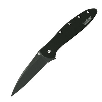Kershaw Ken Onion Leek Folding Knife Plain Edge Black TiNi Blade Handle 1660CKT