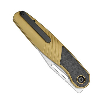 Kizer Raze Folding Knife Gold/Black Titanium/Carbon Fiber Handle S45VN Clip Point Plain Edge Ki3720A3