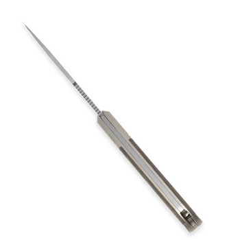 Kizer Trestle Folding Knife Color Titanium amp/Camo 80s Handle M390 Clip Point Plain Edge Hand Brushed Finish Ki3761A2