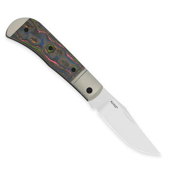 Kizer Trestle Folding Knife Color Titanium amp/Camo 80s Handle M390 Clip Point Plain Edge Hand Brushed Finish Ki3761A2
