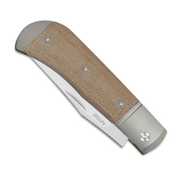 Kizer Trestle Folding Knife Silver/Brown Ti/Micarta Handle 14C28N Plain V3761A1