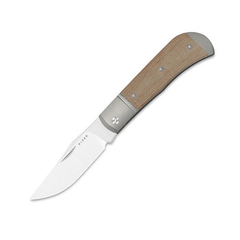 Kizer Trestle Folding Knife Silver/Brown Ti/Micarta Handle 14C28N Plain V3761A1