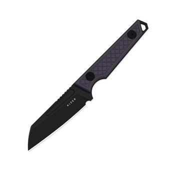Kizer Phasmids Fixed Blade Knife Purple G10 Handle AEB-L Sheepsfoot Plain Black Blade 1079A1