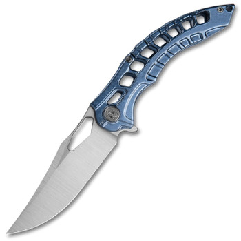 Miguron Geloty Folding Knife Blue Crystal Titanium Handle Vanax Plain Edge MGR632BJBU