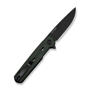 Civivi Navo Folding Knife Green Canvas Micarta Handle Nitro-V Plain Edge Black Stonewash Finish C25015A-2