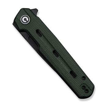 Civivi Navo Folding Knife Green Canvas Micarta Handle Nitro-V Plain Edge Black Stonewash Finish C25015A-2