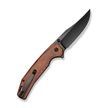 Sencut Vornix Folding Knife Guibourtia Wood Handle 9Cr18MoV Plain Black Blade S25038-3
