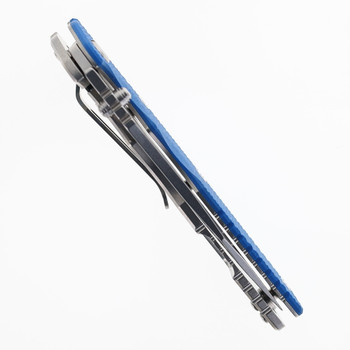 Hinderer Eklipse Skinny Slicer 3.5" Folding Knife Stonewashed Magnacut Blade Blue G10 Handle Stonewashed Titanium