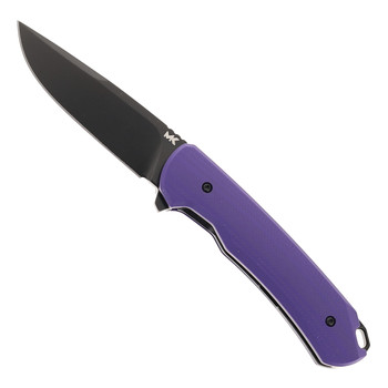 MK Knives Humbler Nightberry Flipper Folding Knife Black MagnaCut Black Blade Purple G10 Handle