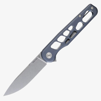 Tactile Turn Knife Co Skeletonized Rockwall Flipper Folding Knife Slate Blue Titanium Handle Stonewash MagnaCut Blade 20-GSW-MCSL-TTABL