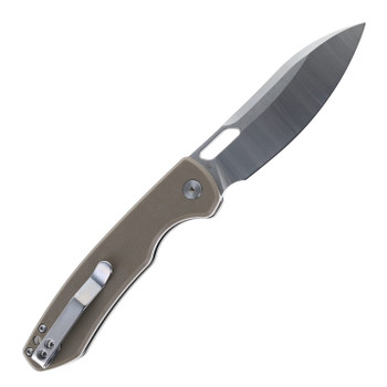 Bestechman Firebird Folding Knife Tan G10 Handle D2 Plain Edge Satin/Stonewash Finish BMK05B