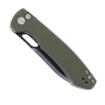 Bestechman Firebird Folding Knife Green G10 Handle D2 Plain Edge Satin/Black PVD Finish BMK05C