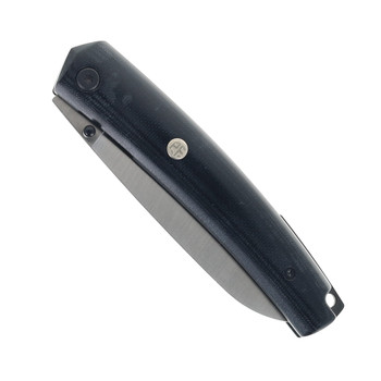 Petrified Fish Patte Folding Knife Black G10 Handle 12C27 Sheepsfoot Plain Edge Satin Finish PF719DS