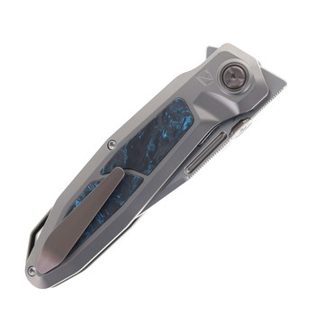 Ketuo Bratva Folding Knife Blue Marble Carbon Fiber Handle M390 Plain Edge Beadblast Finish Bratva-P