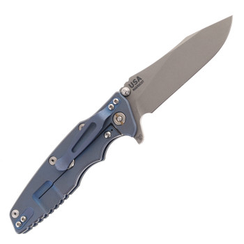 Hinderer Eklipse Skinny Slicer 3.5" Folding Knife Working Finish Magnacut Blade Black G10 Handle Battle Blue Titanium