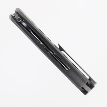 TwoSun TS590-14C28N-Gray Flipper Folding Knife Titanium Handle Stonewash 14C28N Blade