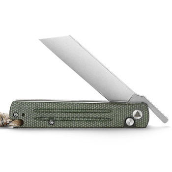 Trivisa Folding Knife Green Micarta Handle 10Cr15CoMoV Higonokami Plain Edge Stonewash Finish Hydra-04G