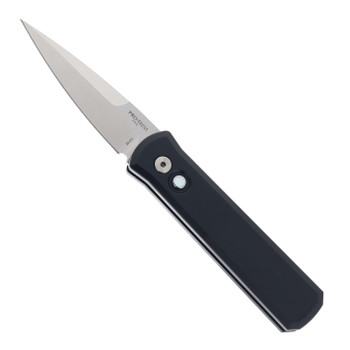 Pro Tech Godson Automatic Knife Black Aluminum Handle Satin 20CV Blade MOP Button 721-MOP