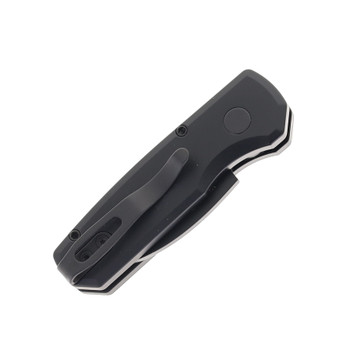 Pro Tech Knives Runt Automatic Knife Solid Black Aluminum Handle DLC Black Wharncliffe Blade R5303