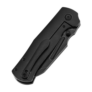 Kansept Dreadnaught Folding Knife Blackwash Titanium Handle S35VN Cleaver Plain Blackwash Blade K1082A2