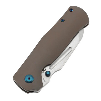 Kansept Dreadnaught Folding Knife Bronze Titanium Handle S35VN Cleaver Plain Stonewash Blade K1082A3