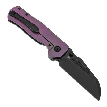 Kansept Dreadnaught Folding Knife Purple Titanium Handle S35VN Cleaver Plain Blackwash Blade K1082A4