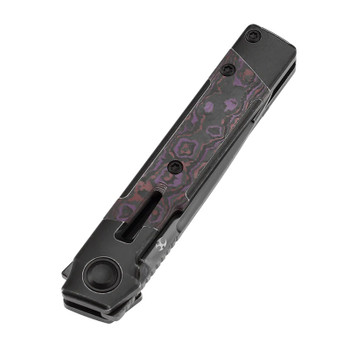 Kansept Kitpu Folding Knife Blackwash Titanium/Purple Haze FatCarbon Handle 20CV Plain Edge K2123A1