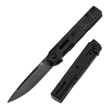 mee※ Kansept Kitpu Folding Knife Blackwash Titanium/Shred Carbon