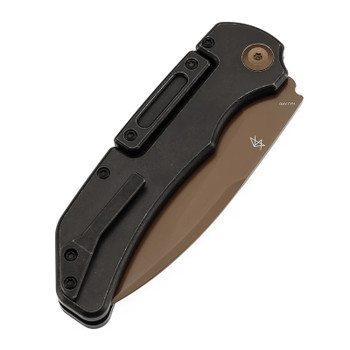 Kansept Hazard Folding Knife Blackwash Titanium Handle S35VN Drop Point Plain Edge Rose Gold Finish K1104H2