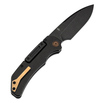 Kansept Hazard Folding Knife Blackwash Titanium Handle S35VN Drop Point Plain Edge Blackwash Finish K1104H3