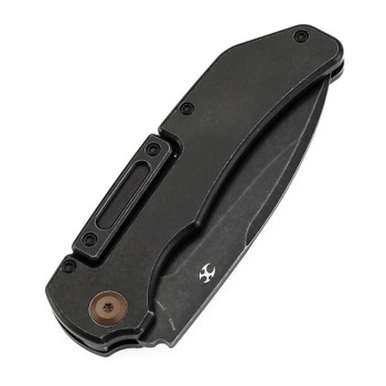 Kansept Hazard Folding Knife Blackwash Titanium Handle S35VN Drop Point Plain Edge Blackwash Finish K1104H3