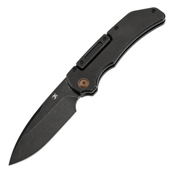 Kansept Hazard Folding Knife Blackwash Titanium Handle S35VN Drop Point Plain Edge Blackwash Finish K1104H3