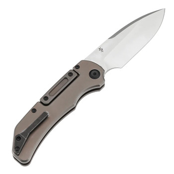 Kansept Hazard Folding Knife Bronze Stonewash Titanium Handle S35VN Drop Point Plain Edge Satin Finish K1104H4