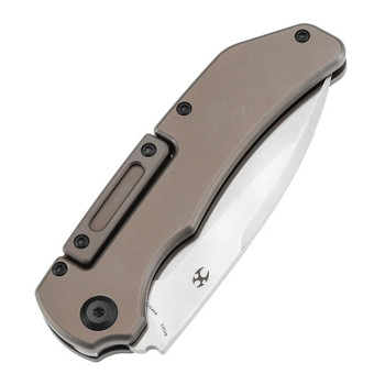 Kansept Hazard Folding Knife Bronze Stonewash Titanium Handle S35VN Drop Point Plain Edge Satin Finish K1104H4