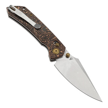 Kansept Fenrir Folding Knife Copper Carbon Fiber Handle S35VN Wharncliffe Plain Edge Stonewash Finish K1034V3