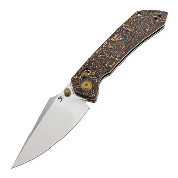 Kansept Fenrir Folding Knife Copper Carbon Fiber Handle S35VN Wharncliffe Plain Edge Stonewash Finish K1034V3