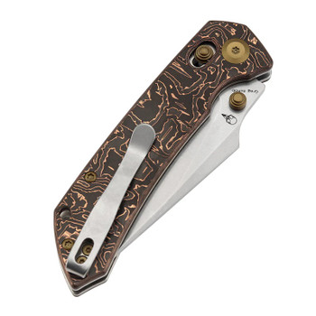 Kansept Fenrir Folding Knife Copper Carbon Fiber Handle S35VN Wharncliffe Plain Edge Stonewash Finish K1034V3