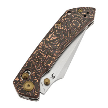Kansept Fenrir Folding Knife Copper Carbon Fiber Handle S35VN Wharncliffe Plain Edge Stonewash Finish K1034V3