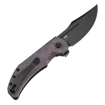 Tenable Orion Folding Knife Purple Micarta Handle 14C28N Clip Point Plain Edge Blackwash Finish B1089A2