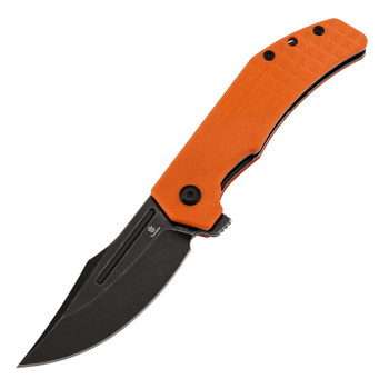 Tenable Orion Folding Knife Orange G10 Handle 14C28N Clip Point Plain Edge Blackwash Finish B1089A5