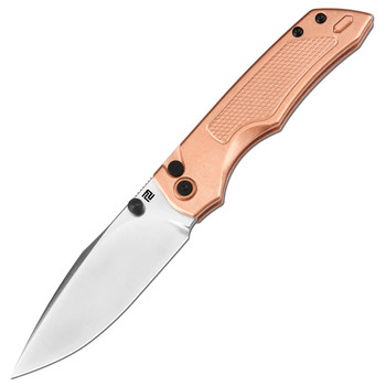Artisan Cutlery Wizard Folding Knife Copper Handle S90V Drop Point Plain Edge Sand Polish Finish 1870G-CO