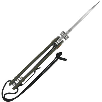 CJRB Tundra Folding Knife Green G10 Handle D2 Drop Point Plain Edge Stonewash Finish J1966-GN