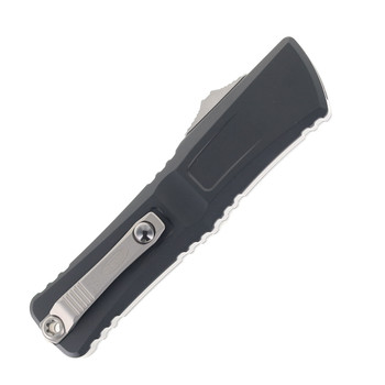 Microtech Combat Troodon Gen III OTF Automatic Knife Black  Aluminum Handle Tanto Stonewashed Standard M390 Blade 1144-10