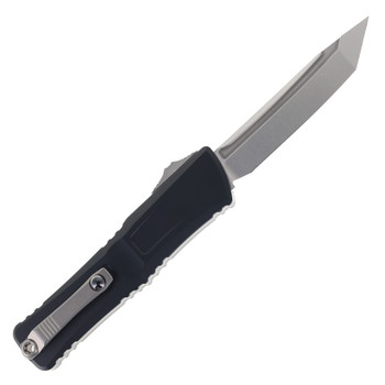 Microtech Combat Troodon Gen III OTF Automatic Knife Black  Aluminum Handle Tanto Stonewashed Standard M390 Blade 1144-10