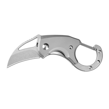 CjRB Anansi Folding Knife Gray Titanium Handle AR-RPM9 Hawkbill Plain Edge Stonewash Finish J1964-TI