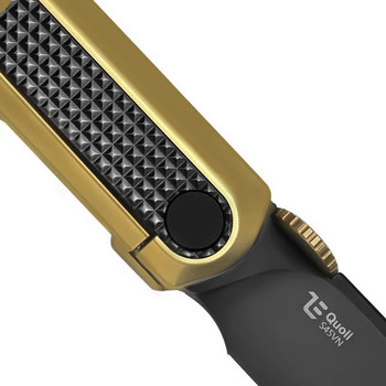Kizer Quoll Folding Knife Gold/Black Titanium/Zirconium Handle S45VN Drop Point Plain Black Blade Ki3733A4 Kizer Quoll Folding Knife Gold/Black Titanium/Zirconium Handle S45VN Drop Point Plain Black Blade Ki3733A4