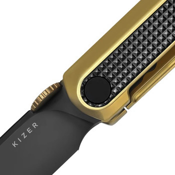 Kizer Quoll Folding Knife Gold/Black Titanium/Zirconium Handle S45VN Drop Point Plain Black Blade Ki3733A4 Kizer Quoll Folding Knife Gold/Black Titanium/Zirconium Handle S45VN Drop Point Plain Black Blade Ki3733A4