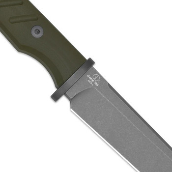 Kizer Camp 180 Fixed Blade Knife Olive Green G10 Handle AEB-L Drop Point Plain Edge Gray Stonewash Finish 1096A2